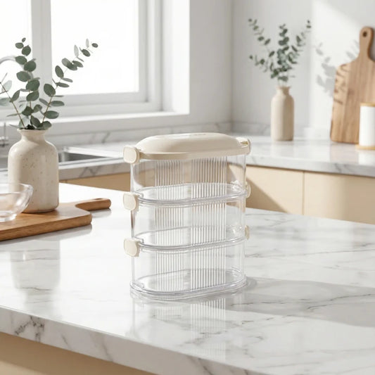 Spice Containers Stackable Transparent Side-Lock Lids