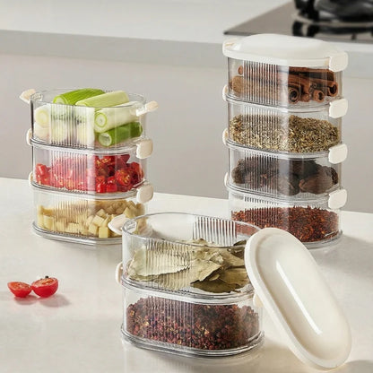 Spice Containers Stackable Transparent Side-Lock Lids