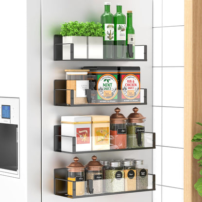Spice Rack Set Magnetic Powder-Coated Metal Set of 4