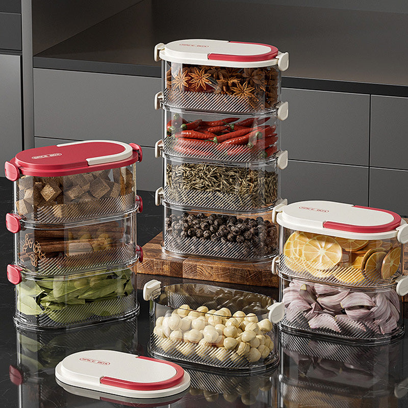 Spice Rack Stackable Airtight Clear Set of 2