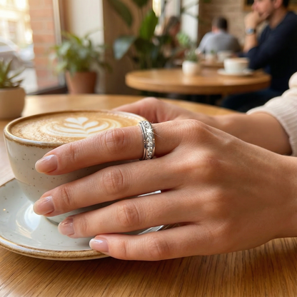 Spinner Ring Quiet Rotating Band Brilliant-Cut Zirconia
