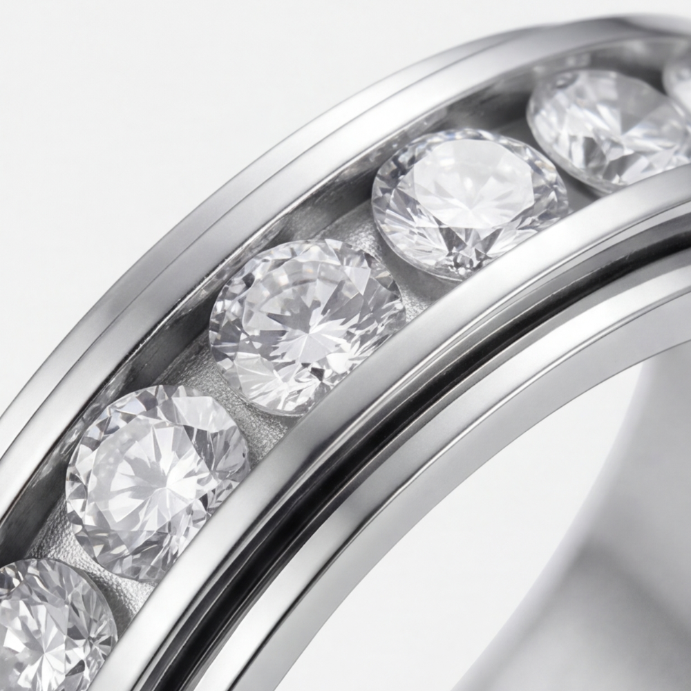 Spinner Ring Quiet Rotating Band Brilliant-Cut Zirconia