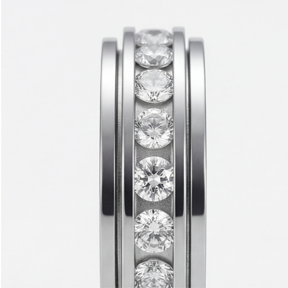 Spinner Ring Quiet Rotating Band Brilliant-Cut Zirconia
