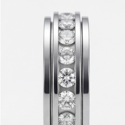 Spinner Ring Quiet Rotating Band Brilliant-Cut Zirconia