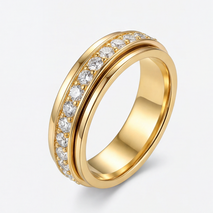 Spinner Ring Quiet Rotating Band Brilliant-Cut Zirconia