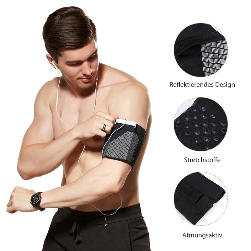 Sports Armband Side-Entry Pocket Reflective Stretch Polyester