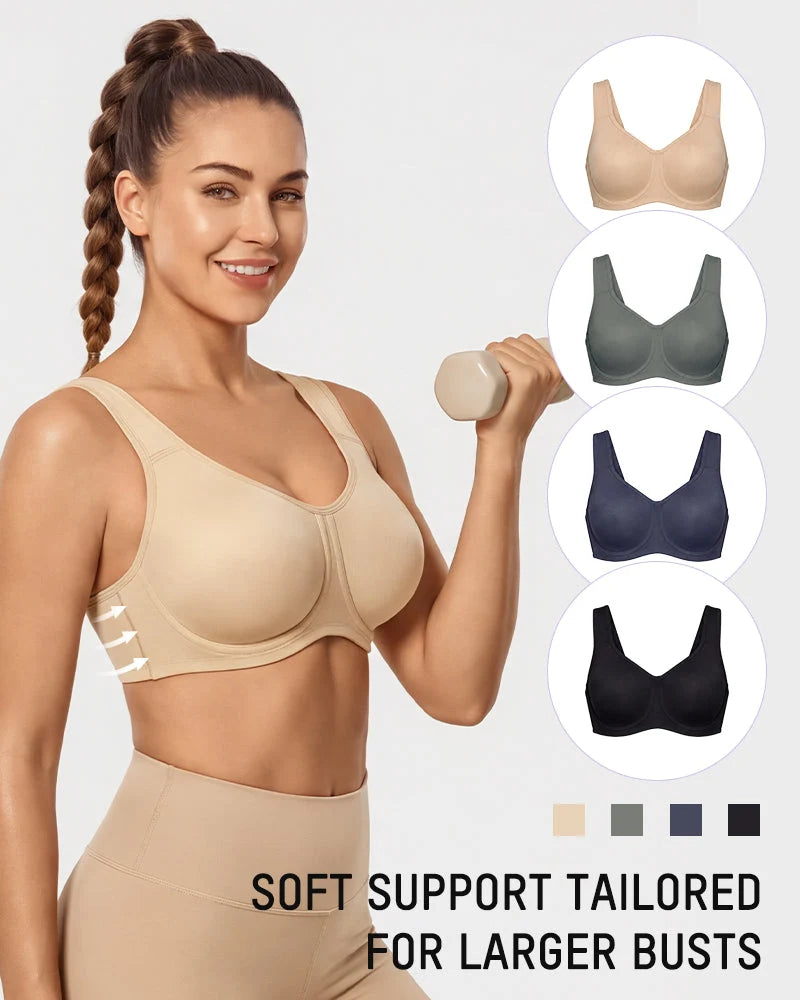 Sports Bra High-Impact Support Outside Underwire Breathable Mesh Panels