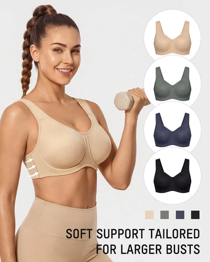 Sports Bra High-Impact Support Outside Underwire Breathable Mesh Panels