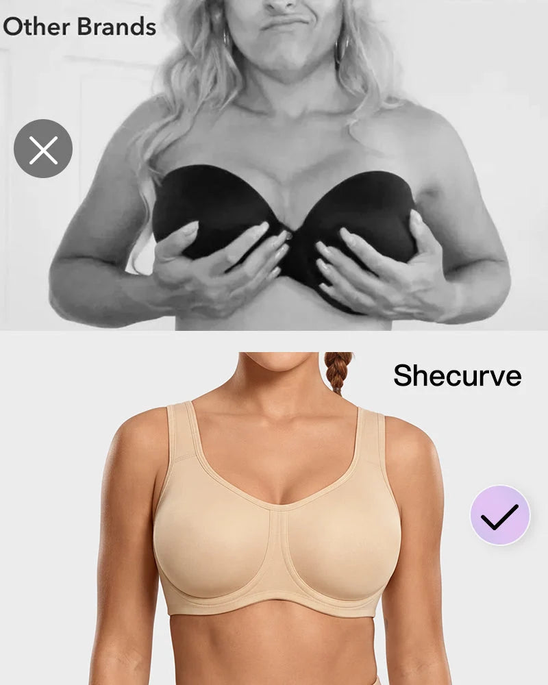 Sports Bra High-Impact Support Outside Underwire Breathable Mesh Panels