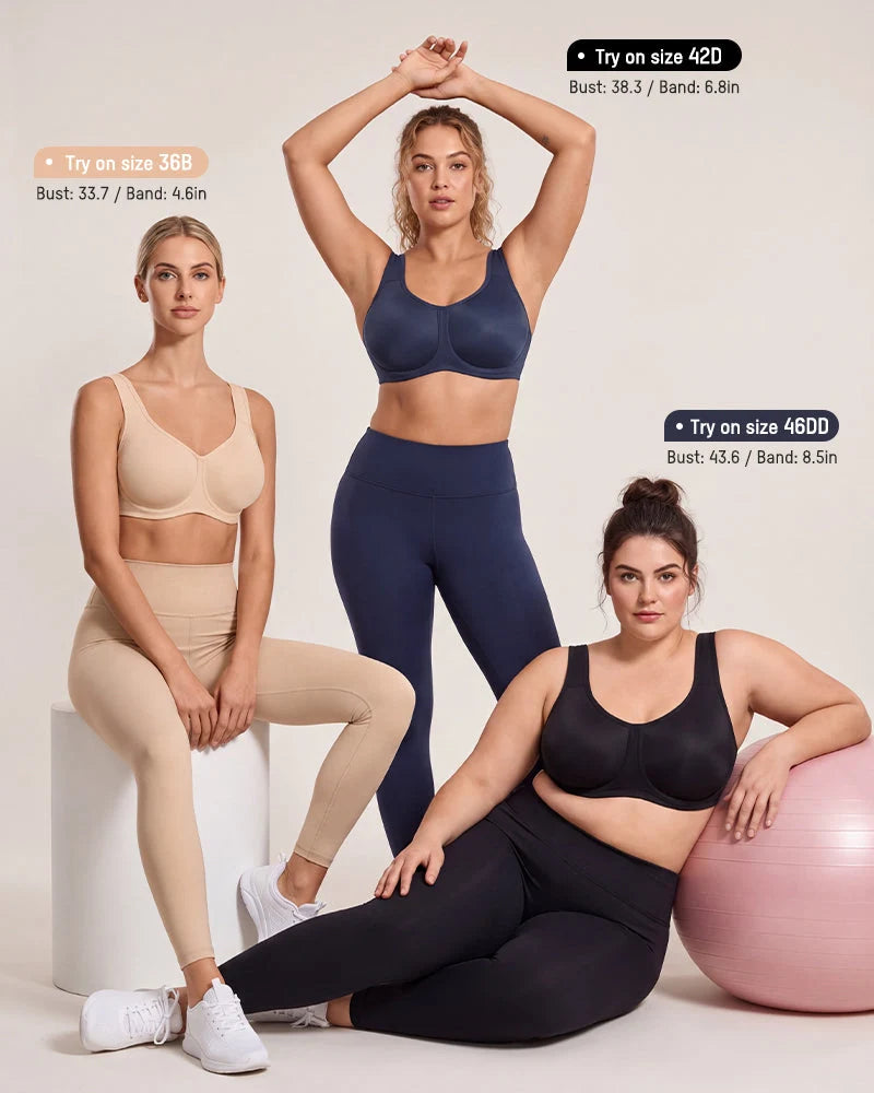 Sports Bra High-Impact Support Outside Underwire Breathable Mesh Panels