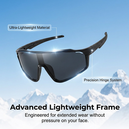 Sports Sunglasses Photochromic Lenses Rimless Panoramic Non-Slip Fit