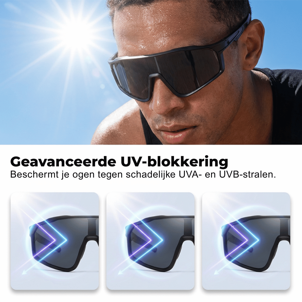 Sports Sunglasses Photochromic Lenses Rimless Panoramic Non-Slip Fit