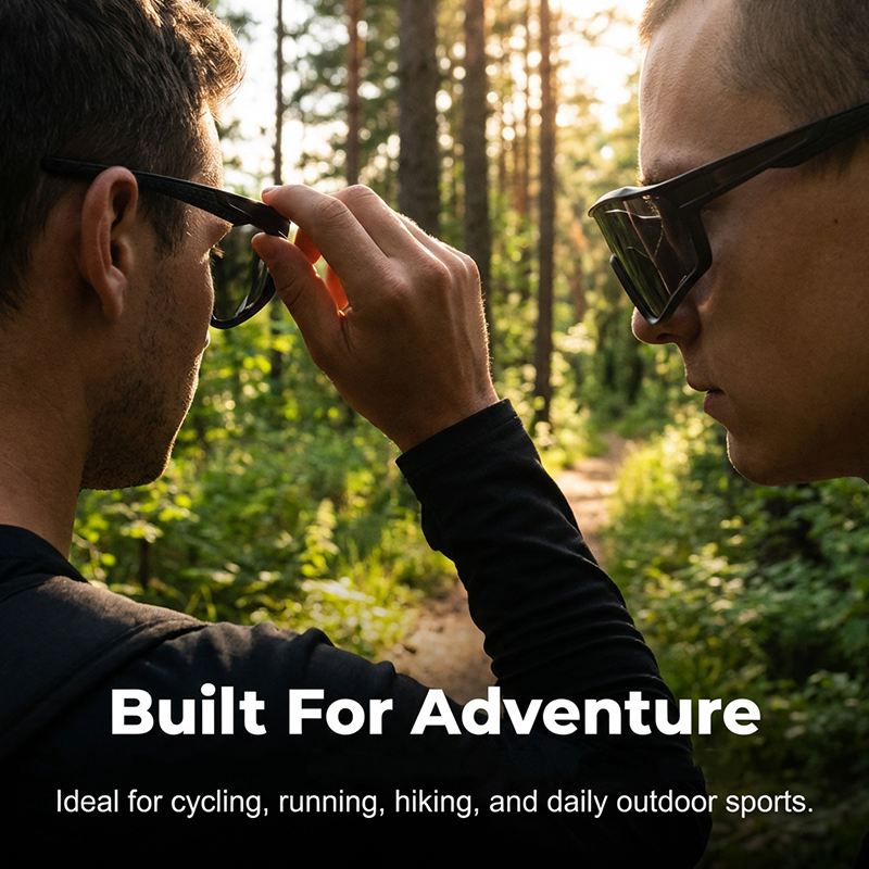 Sports Sunglasses Photochromic Lenses Rimless Panoramic Non-Slip Fit