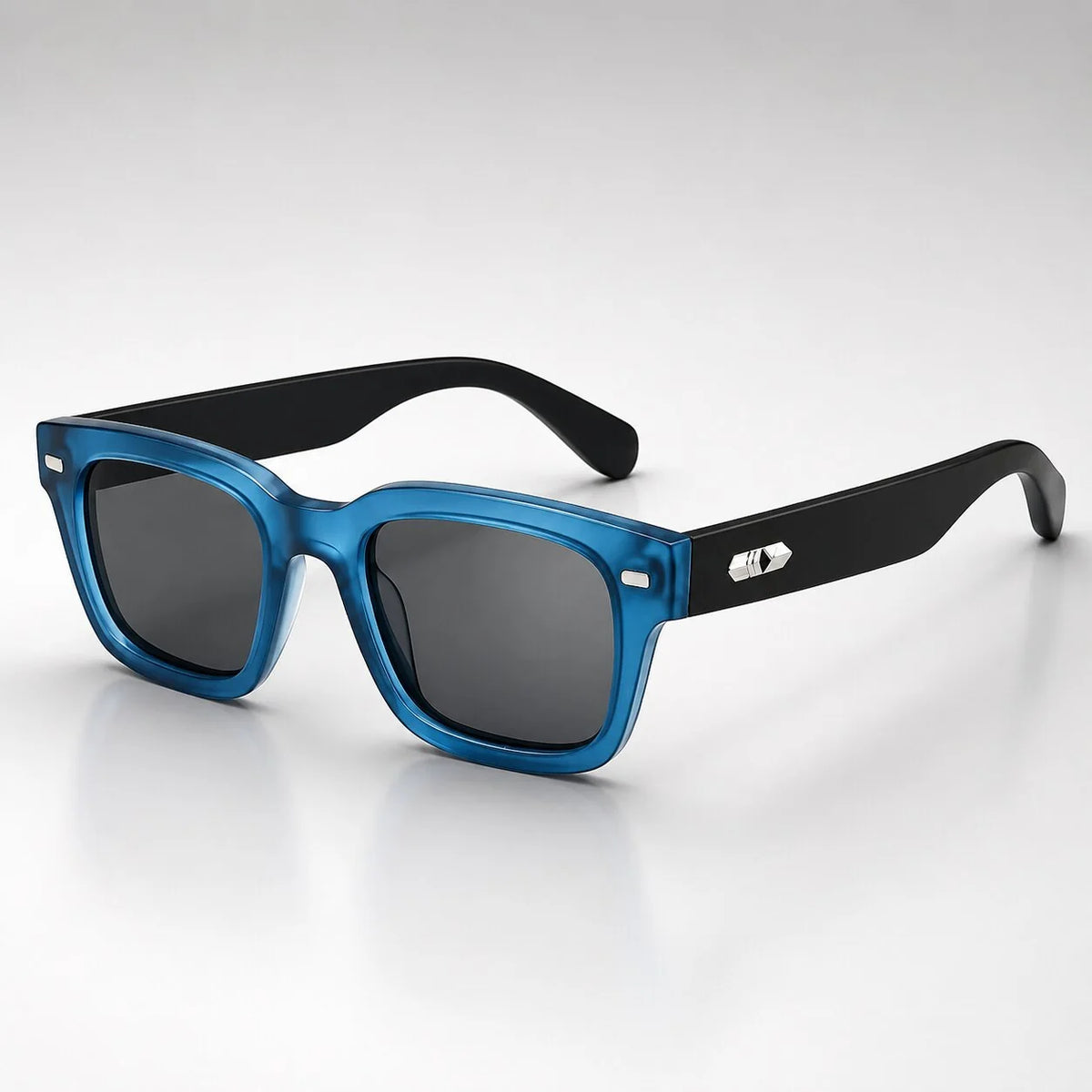 Square Frame Sunglasses Glossy Colour-Block Temples