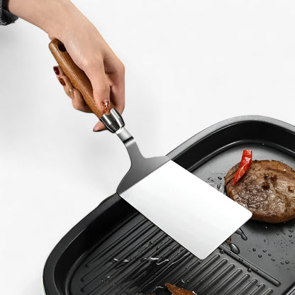 Square Spatula Stainless Steel Blade & Wooden Handle