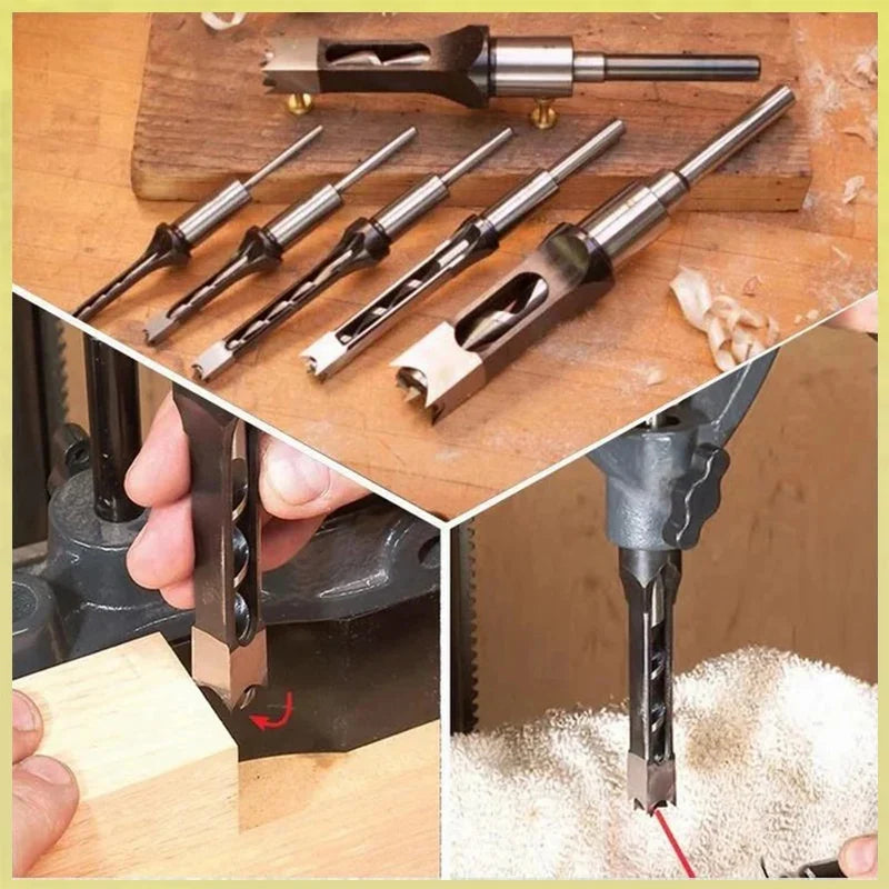 Square Tenon Drill Bit Set Carbon Steel CNC-Milled 4-Piece