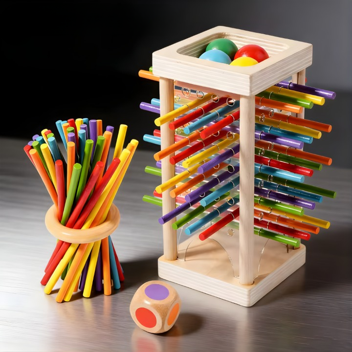 Stacking Tower Game Natural Wood Non-Toxic Paints