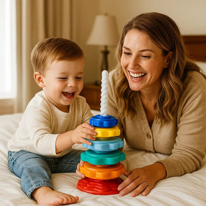 Stacking Tower Spiral Slide 6 Color Discs Smooth Plastic