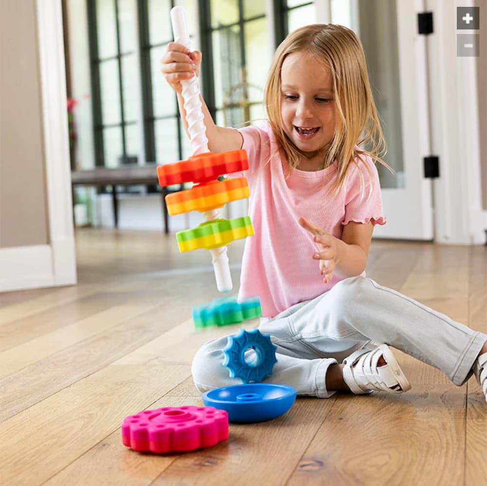 Stacking Tower Spiral Slide 6 Color Discs Smooth Plastic