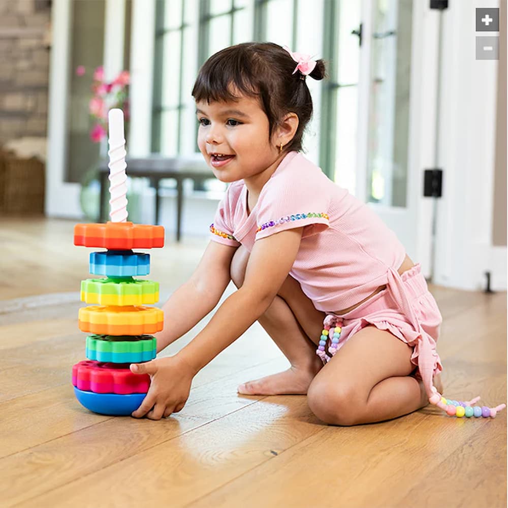 Stacking Tower Spiral Slide 6 Color Discs Smooth Plastic