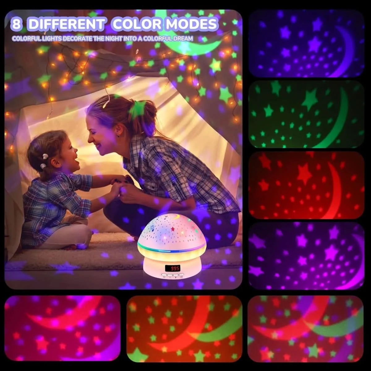 Star Projector 16-Color Rotating LED With Remote & Timer