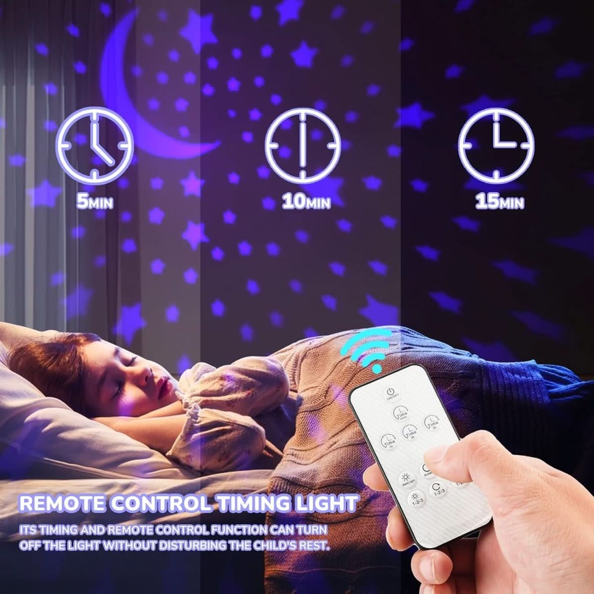 Star Projector 16-Color Rotating LED With Remote & Timer