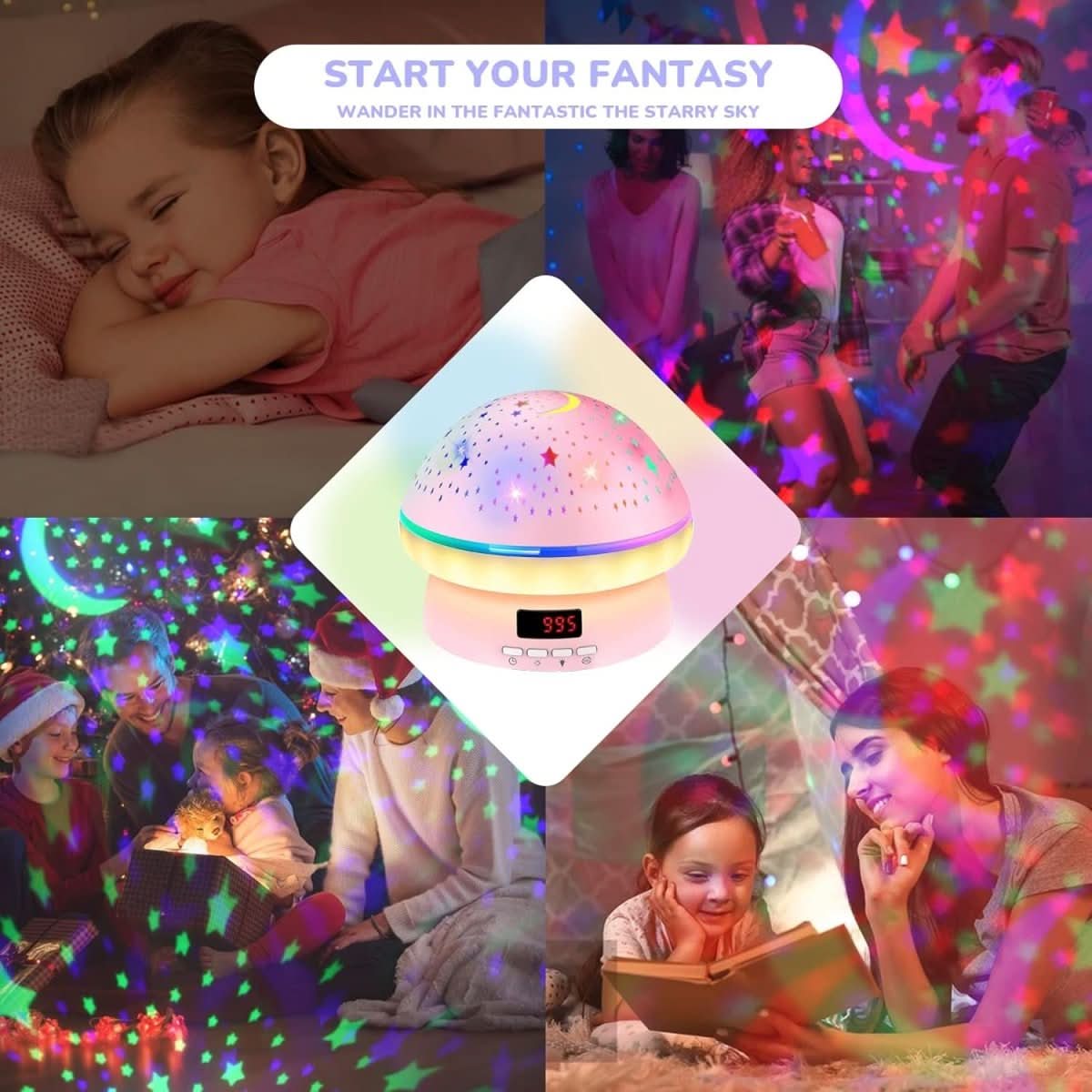 Star Projector 16-Color Rotating LED With Remote & Timer