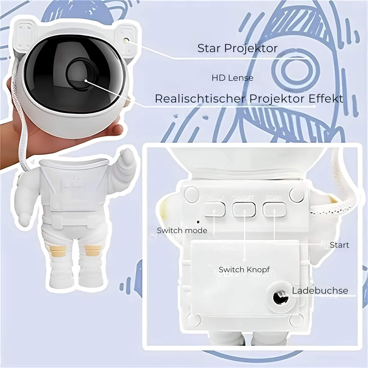 Star Projector Rotating RGB Remote & Adjustable Arm