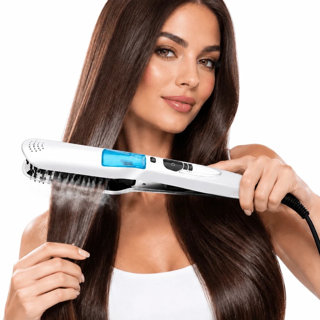 Steam Hair Straightener Ceramic Plates Adjustable Heat Automatic Shut-Off