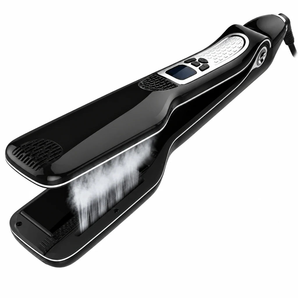 Steam Hair Straightener Ceramic Plates Adjustable Heat Automatic Shut-Off