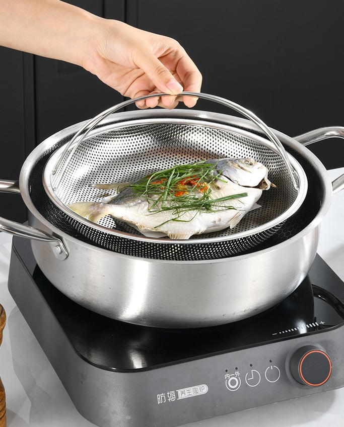 Steamer Insert Stainless Steel Fine Perforation Ergonomic Handle