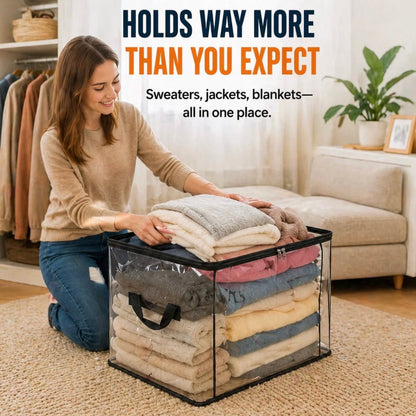 Storage Bag Clear Front & Zipper Closure Padded Handles