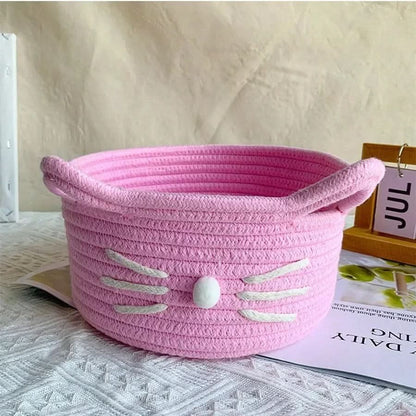 Storage Basket Cat-Shaped Flexible with Handles & Compact Design