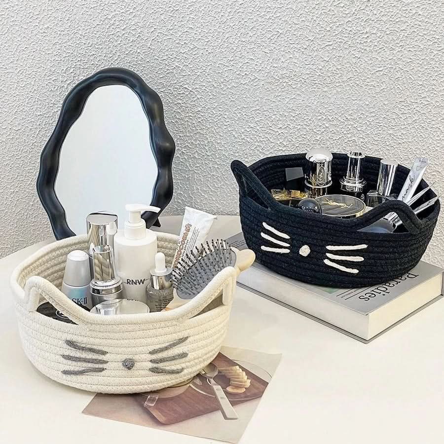 Storage Basket Cat-Shaped Flexible with Handles & Compact Design