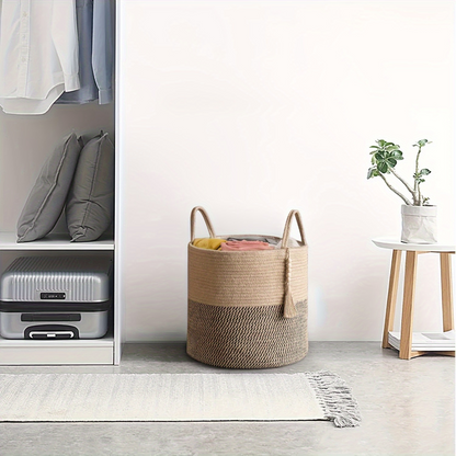 Storage Basket Cotton Macrame Foldable Rope Handles
