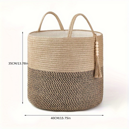 Storage Basket Cotton Macrame Foldable Rope Handles