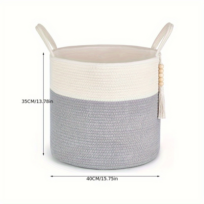 Storage Basket Cotton Macrame Foldable Rope Handles