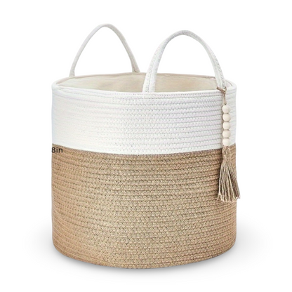 Storage Basket Cotton Macrame Foldable Rope Handles