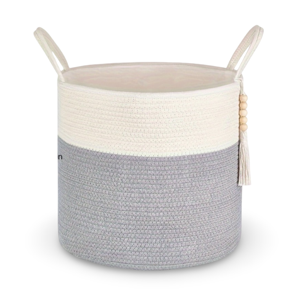 Storage Basket Cotton Macrame Foldable Rope Handles