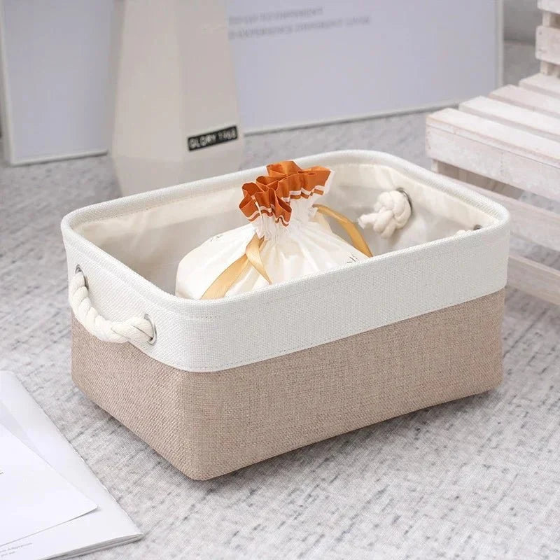 Storage Basket Linen Lightweight Shape-Retaining Wipe-Clean
