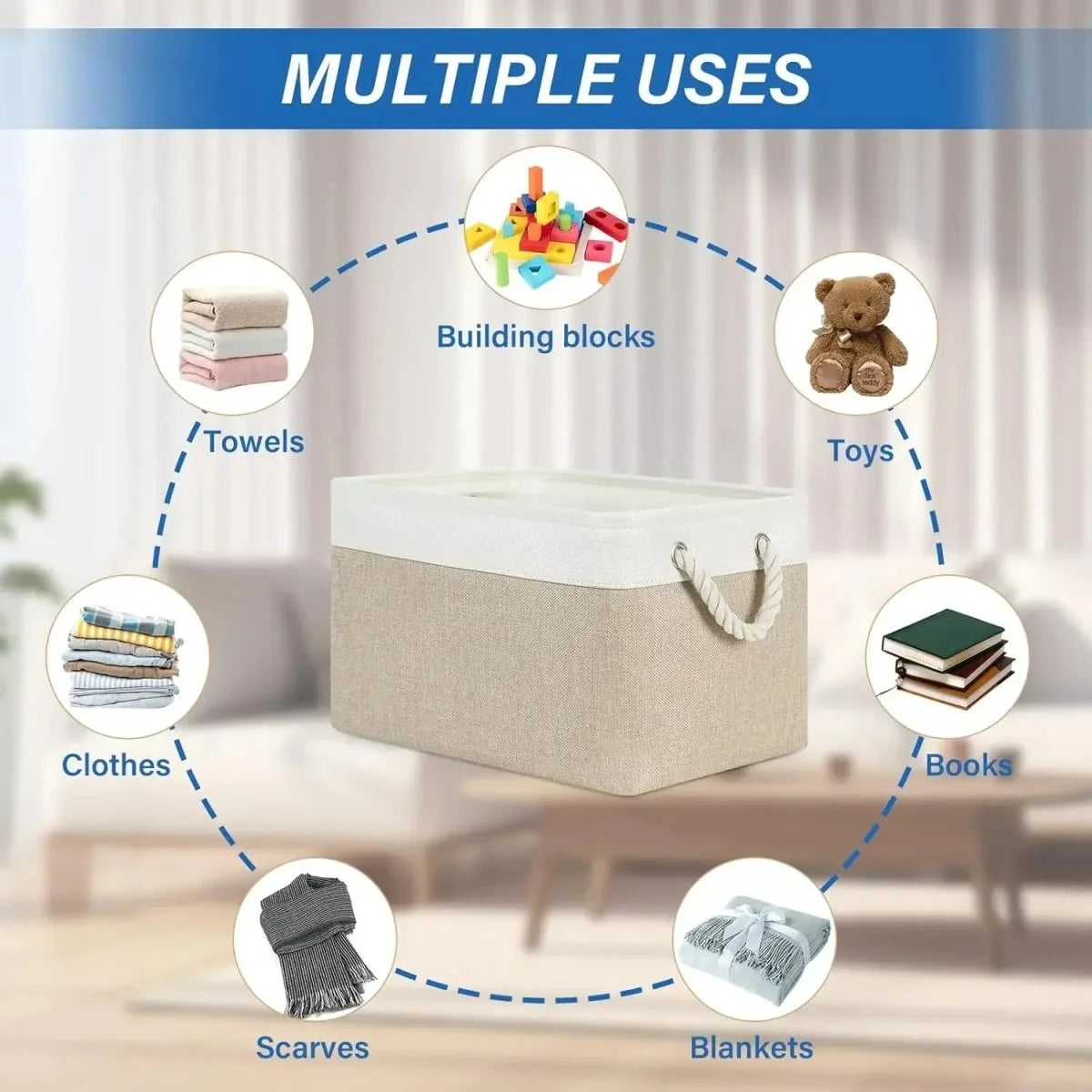 Storage Basket Linen Lightweight Shape-Retaining Wipe-Clean