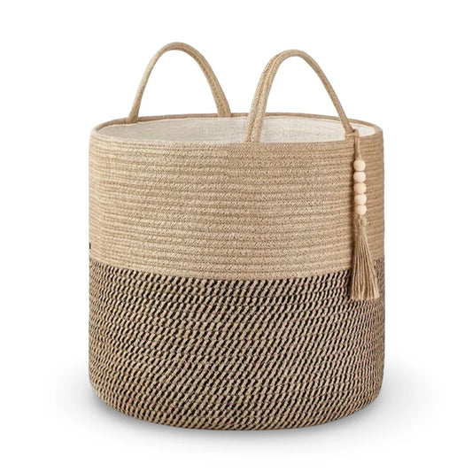 Storage Basket Macrame Cotton Foldable With Handles