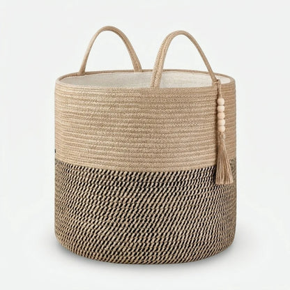 Storage Basket Macrame Cotton Foldable With Handles