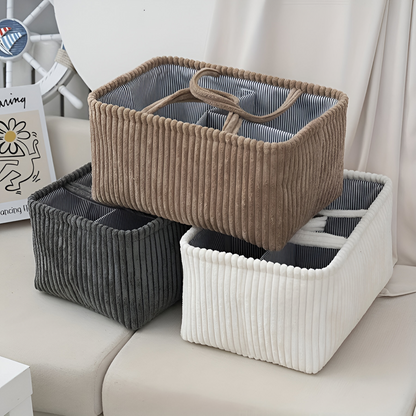 Storage Basket Polyester Multi-Compartment & Sturdy Handles