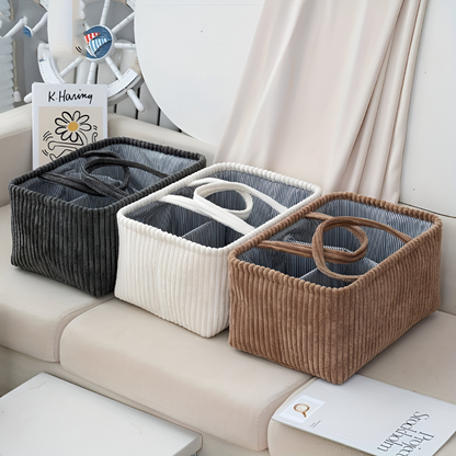 Storage Basket Polyester Multi-Compartment & Sturdy Handles
