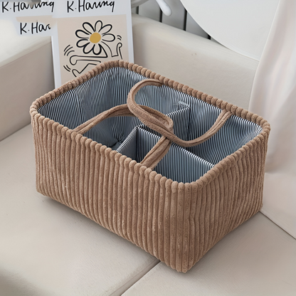 Storage Basket Polyester Multi-Compartment & Sturdy Handles