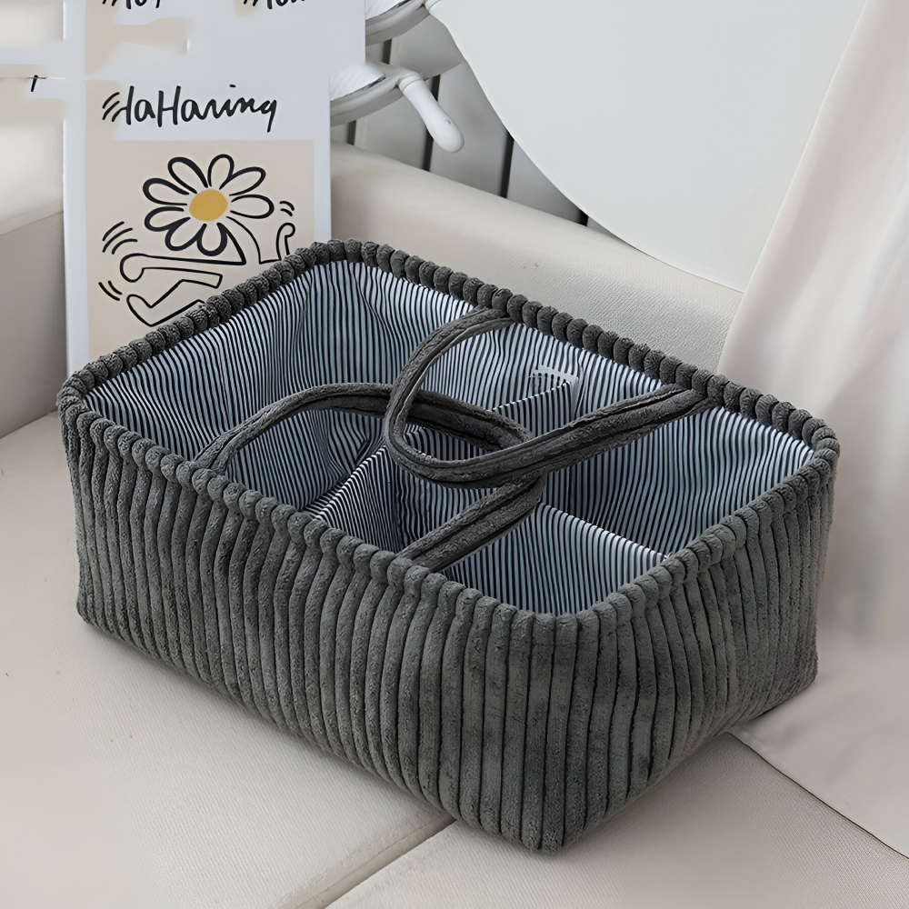 Storage Basket Polyester Multi-Compartment & Sturdy Handles