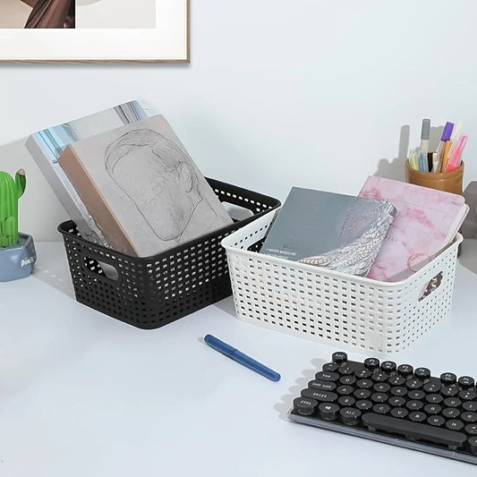 Storage Basket Stackable Fitted Lid Ventilated Weave