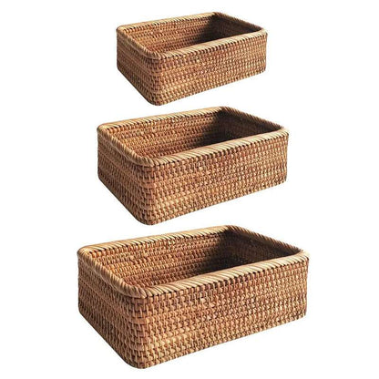 Storage Basket Woven Rattan-Style Three Sizes