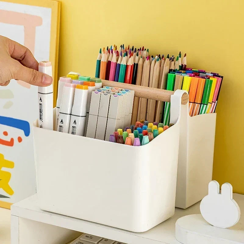 Storage Caddy Removable Dividers Beech Wood Handle